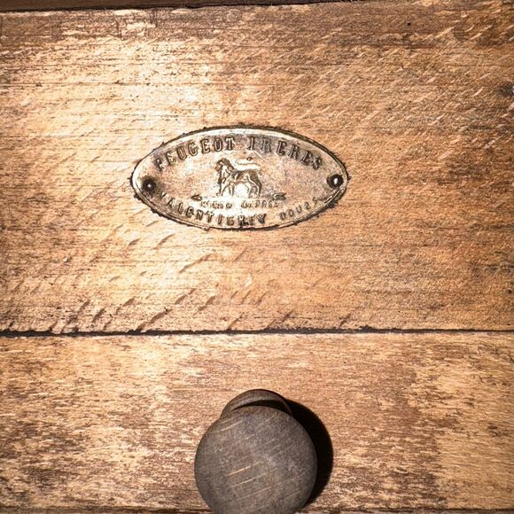 Vintage French Peugeot Freres Coffee Grinder Burr Mill Wooden French Country - Picture 3 of 16